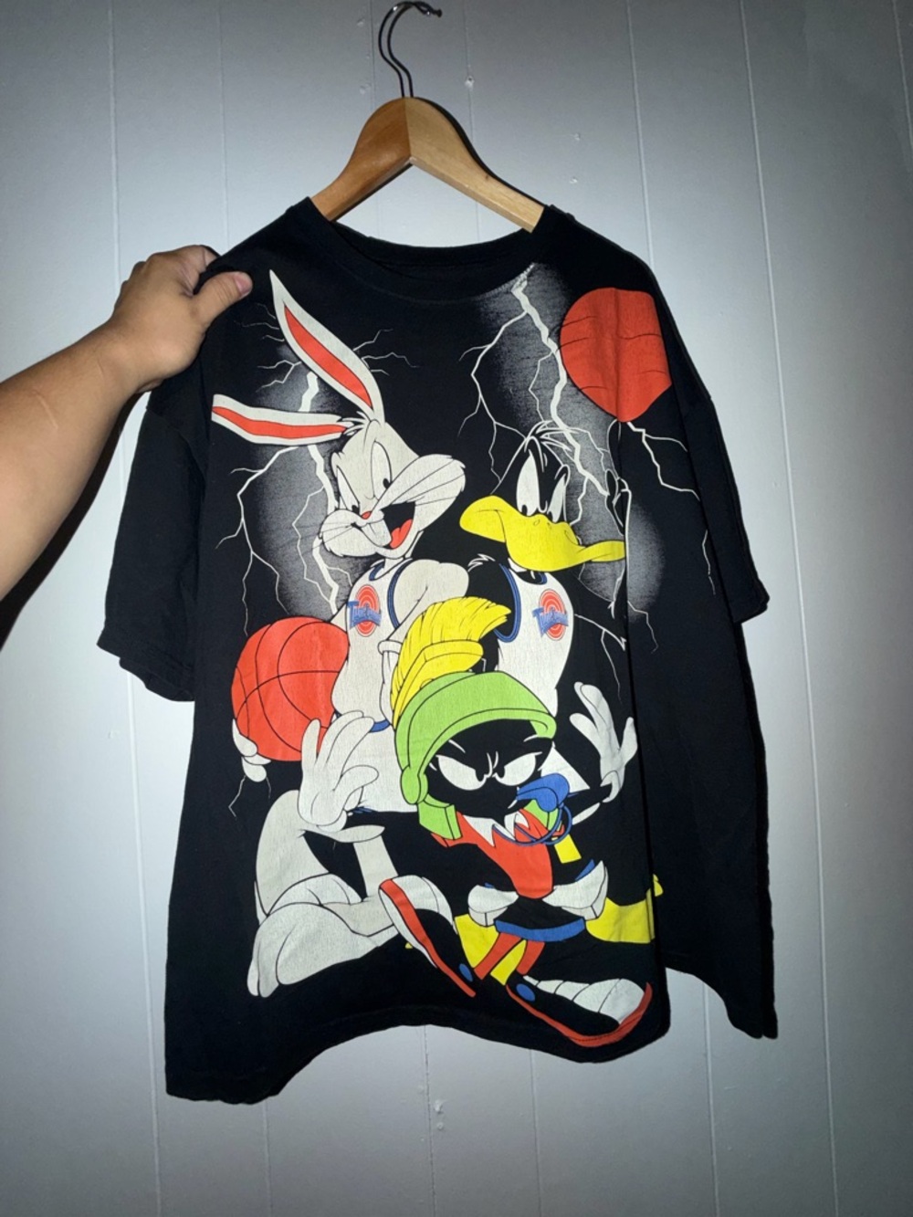Looney Tunes Space Jam Graphic Tee - Black with Red, Yellow, Green Accents